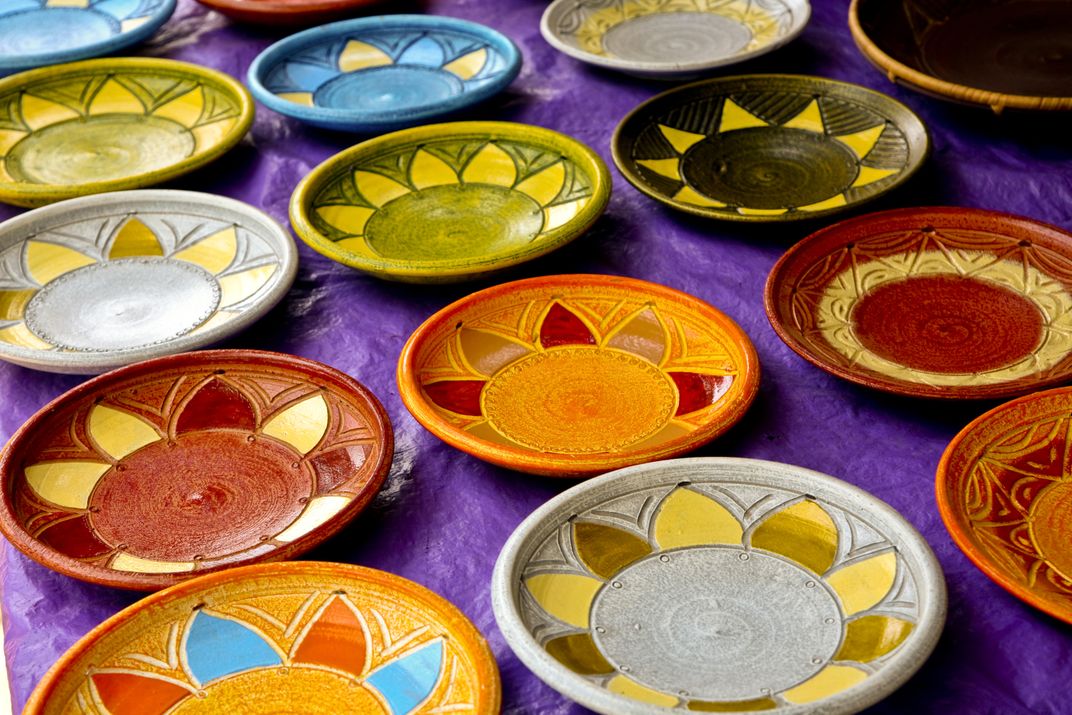 Ceramic plates in the markets of Ghana