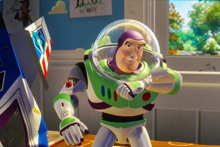 The indomitable Buzz Lightyear in Toy Story (1995). The film made history as the first feature-length, 3D-rendered film produced entirely with computer animation.