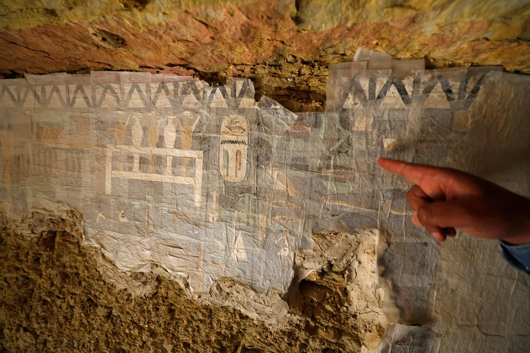 One of the recently discovered tombs at the site, located just south of Cairo