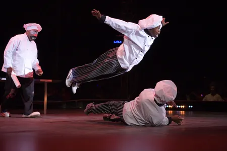 Trained and created for UniverSoul Circus in Johannesburg, South Africa, the Pizza Posse marries acrobatics to slap stick comedy. 