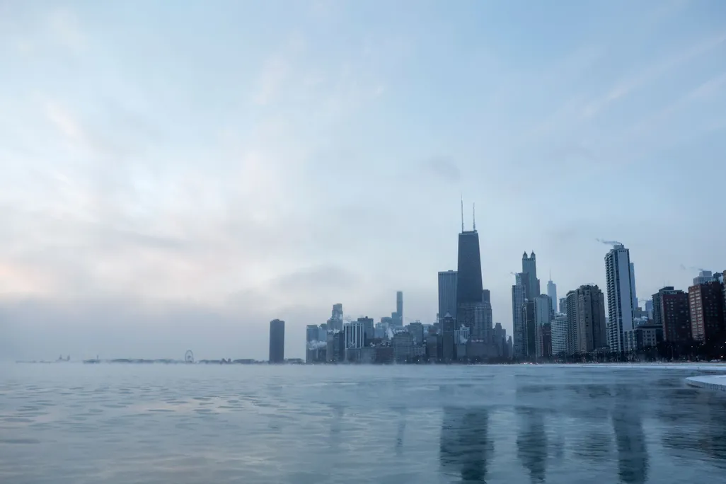 Lake Michigan with Chicago skyline in background