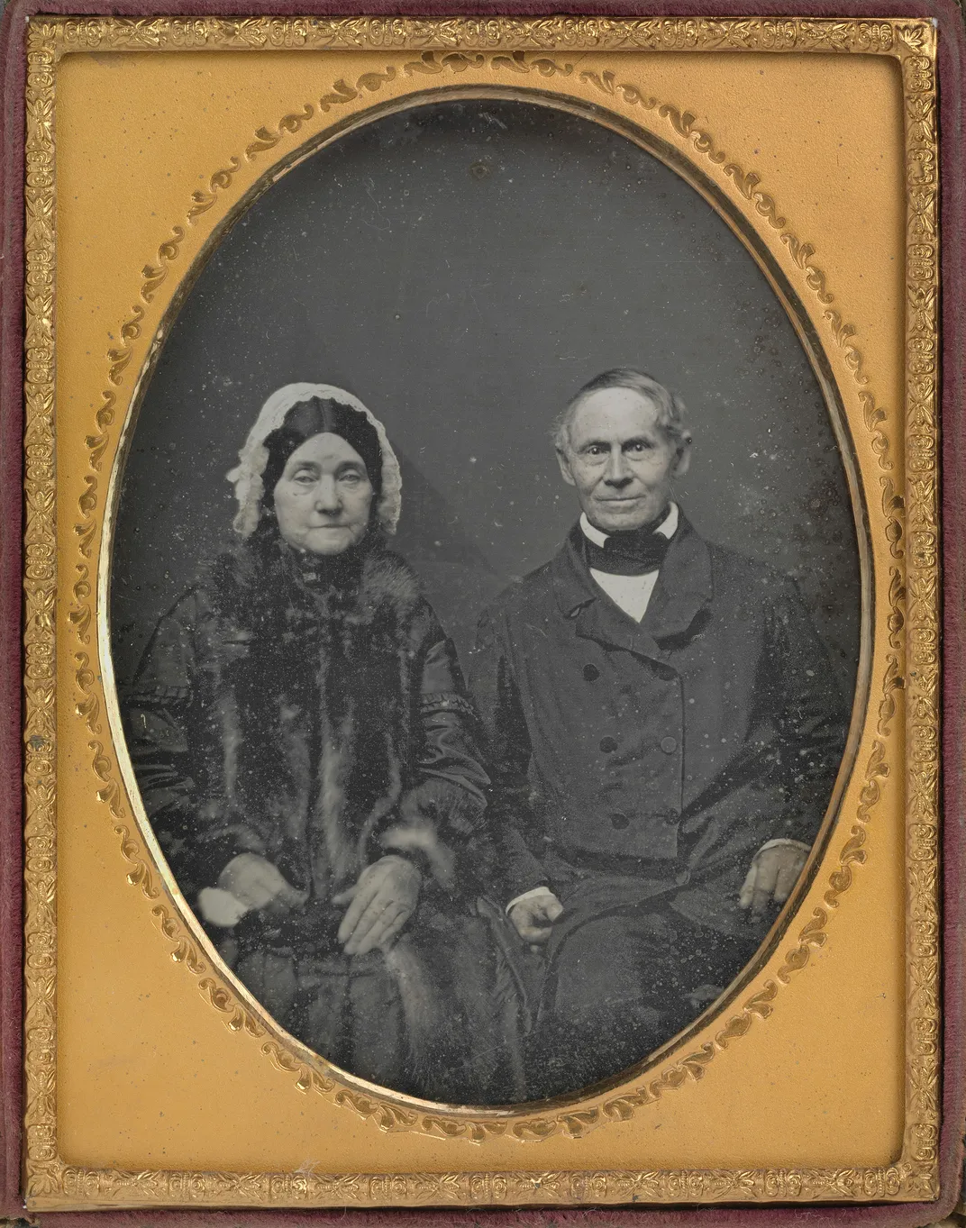 A circa 1851 daguerreotype of architect Robert Mills and his wife, Elizabeth Barnwell Smith Mills