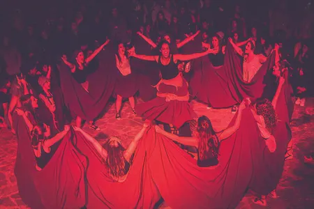 Dancers perform in the plaza of Sant Feliu Sasserra during the town&rsquo;s annual Witches Fair, or Fira de les Bruixes, on October 31, 2017.