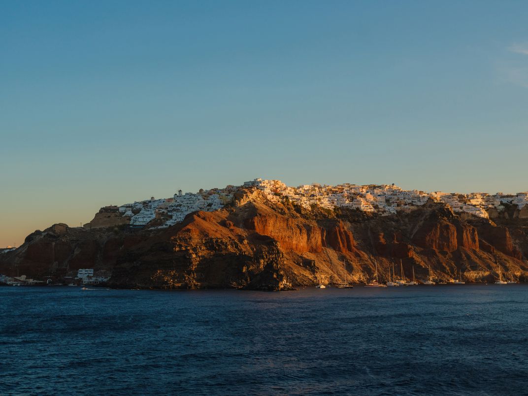View of the cliffs of Santorini from the caldera