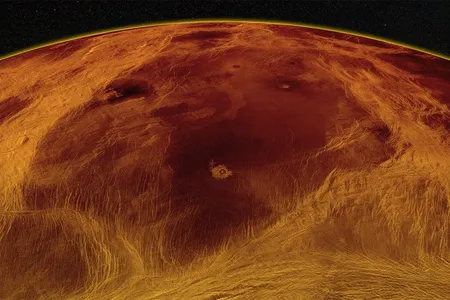 A radar image of Venus' largest block of crust, located in the planet's lowlands and identified by the authors of a new paper. 