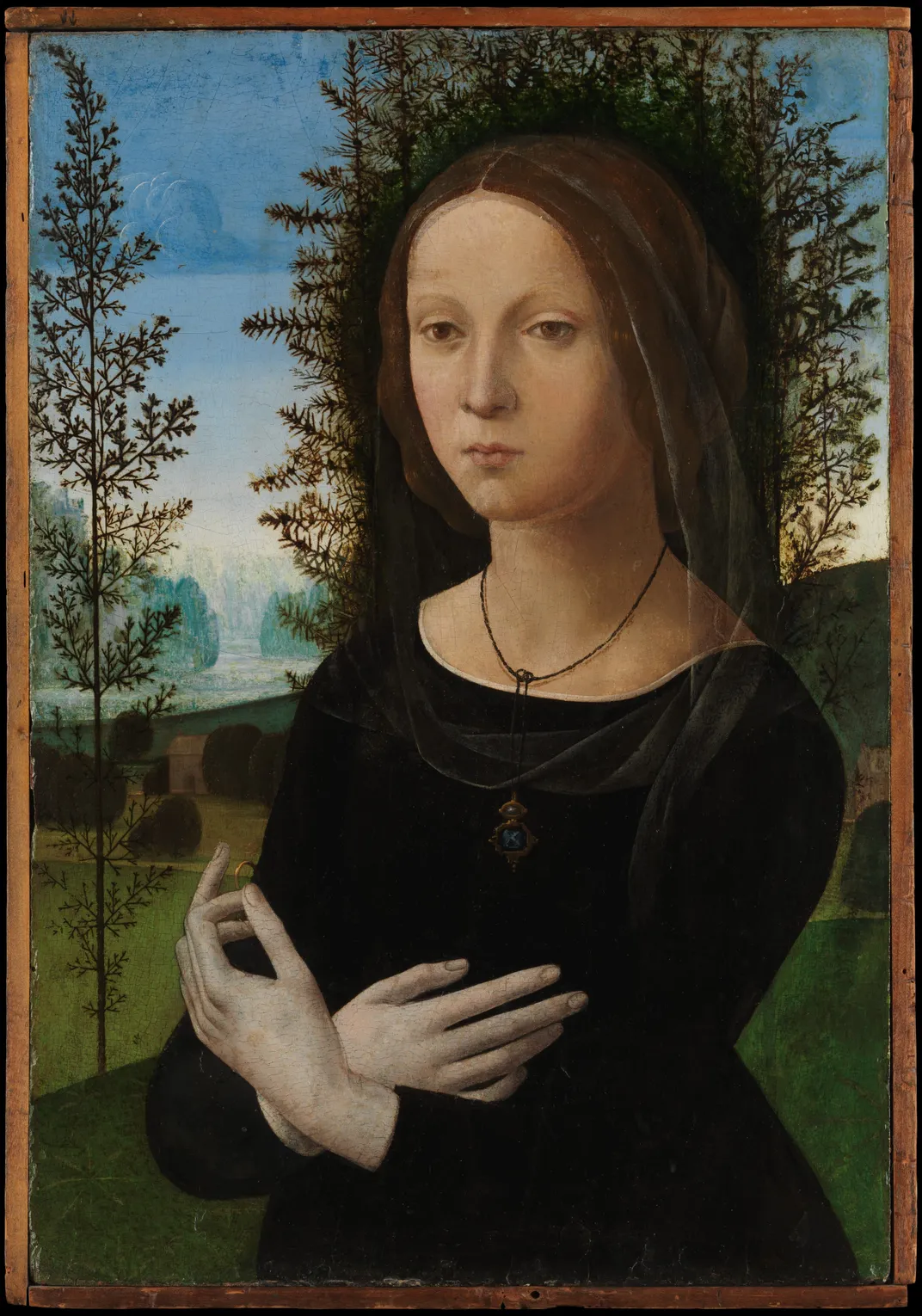 circa 1490 to 1500 portrait of a young woman by Lorenzo di Credi