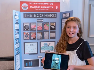 Twelve-year-old Madison Checketts was named one of the 30 finalists in the 2022 Broadcom Masters Competition, the country&rsquo;s premier science, technology, engineering and math competition for middle school students.