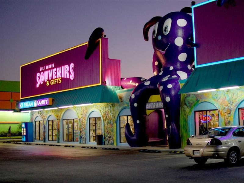 The purple octopus souvenir shop during the beach offseason in Gulf