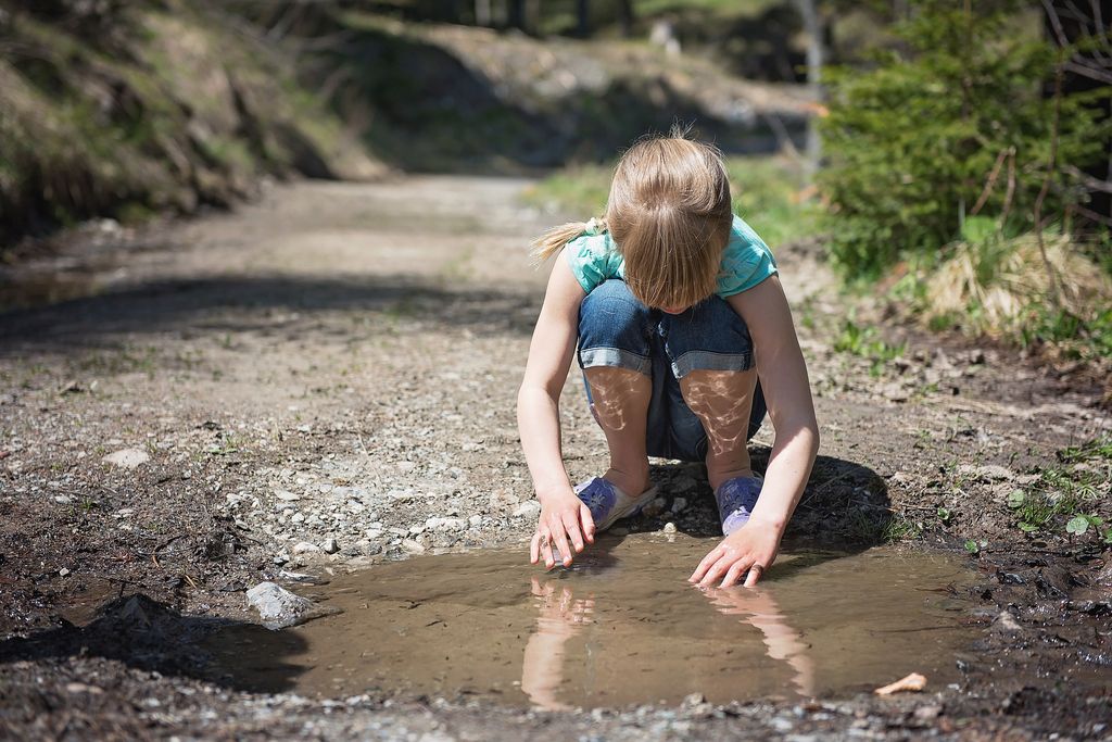 puddle and girl