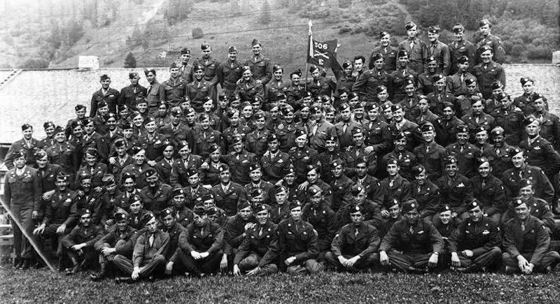 The men of Easy Company pose in Austria after the end of the war in 1945.