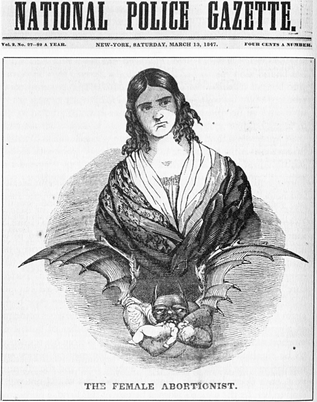 An illustration of Ann Trow Lohman, a.k.a. Madame Restell