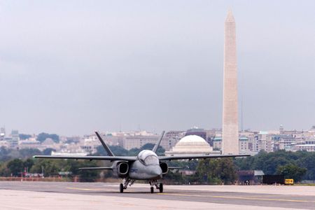 The Textron AirLand Scorpion taxis to the hangar after landing at Washington’s Reagan National Airport (DCA) on September 13.