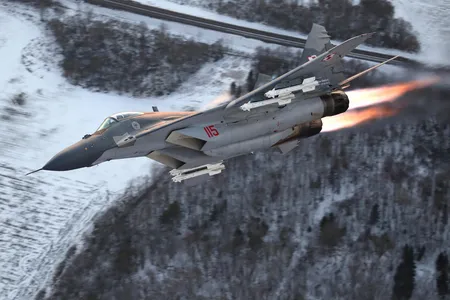 Hot jets, cool reception: In Lithuania, NATO fighters like Poland’s MiG-29s (here during a 2015 rotation) spring into action if intruders fly near.