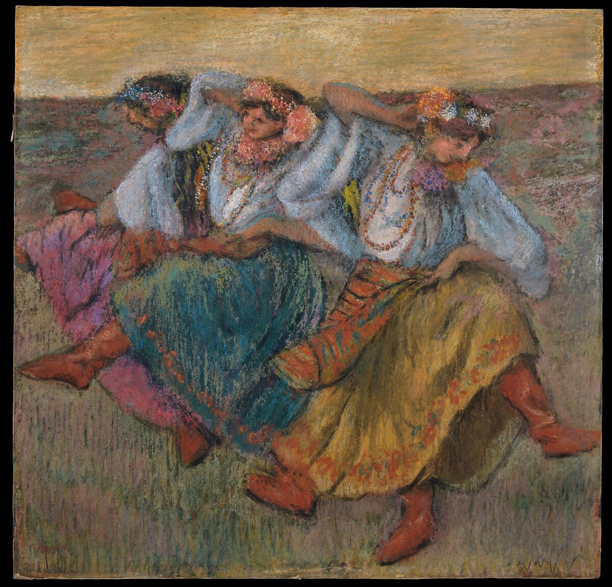 Around 1899, Edgar Degas was working on a series of paintings depicting folk dancers from the Russian Empire. While the French Impressionist is best k
