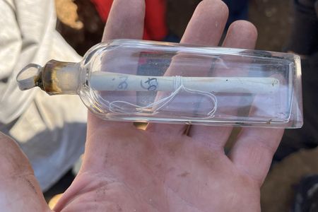 The 200-year-old message was found inside a glass salt bottle.