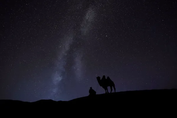 Nomad and camel under the milkyway thumbnail