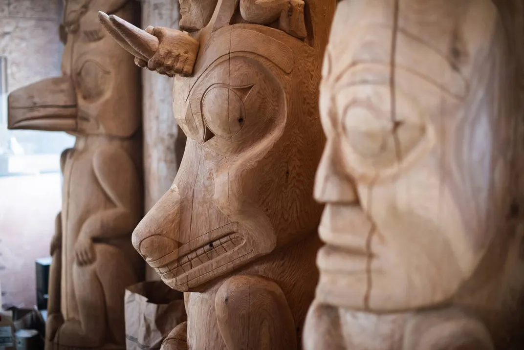 Carvings in the Laxgalts'ap carving shed