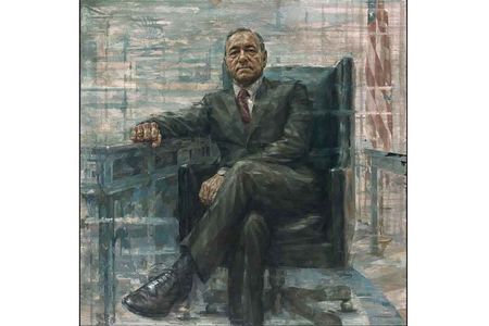 Actor Kevin Spacey arrived at the National Portrait Gallery in character as President Frank Underwood for a "presidential" portrait unveiling.