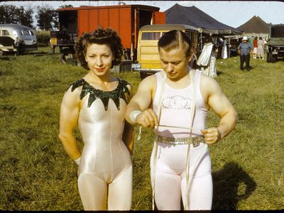 Trapeze artist Antoinette poses with her husband aerialist Arthur "Art" Concello.