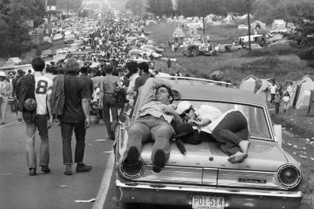 Catching some shut eye at Woodstock.