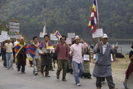 Tibetan protesters in Nepal. 