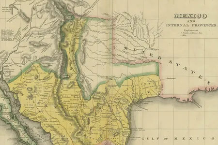 A map shows Mexico and its provinces—which included Mexican Texas—in 1822.