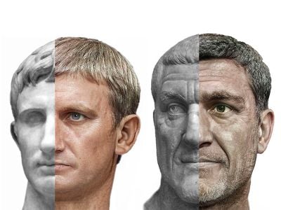 Composite portraits of Augustus (left) and Maximinus Thrax (right)