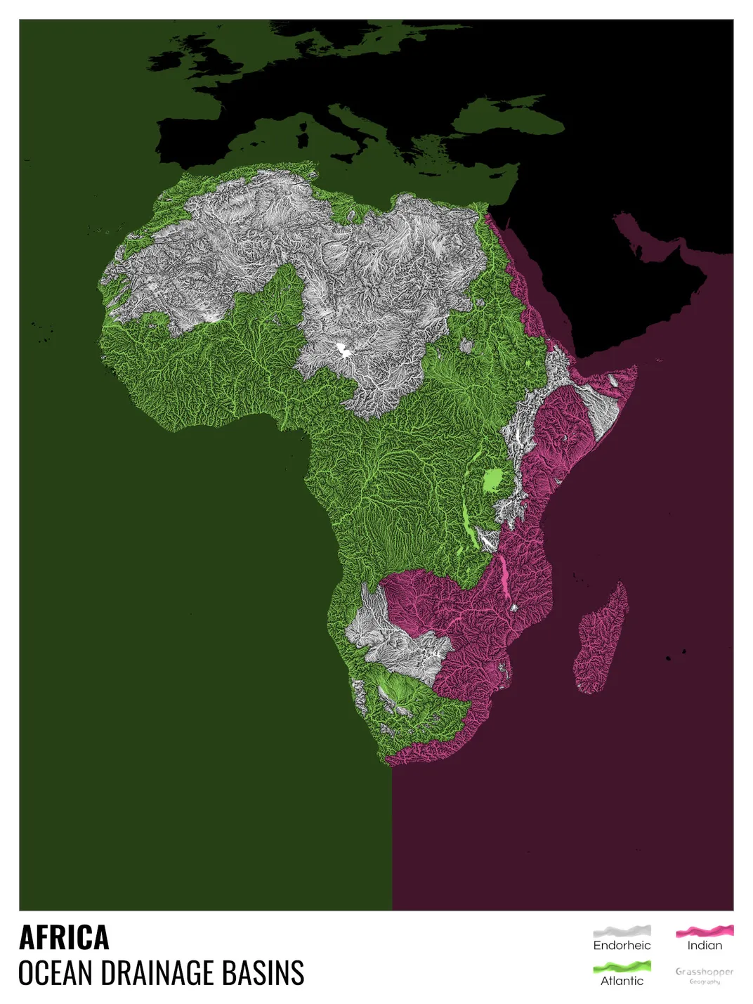 Ocean Drainage Basin Map of Africa