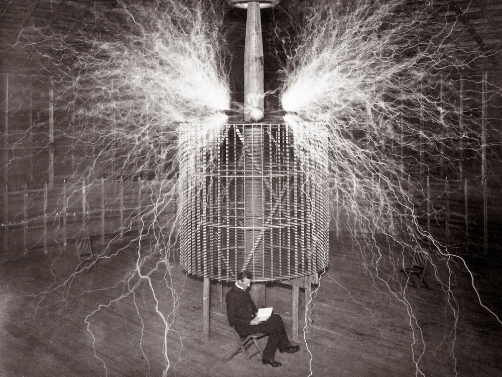 Nikola Tesla in Colorado Springs Laboratory, Double Exposure