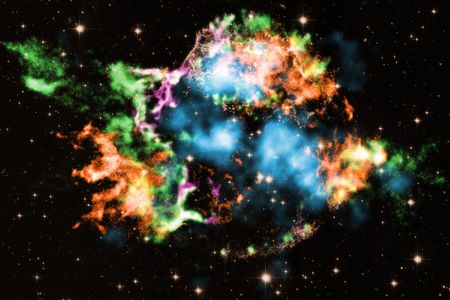 Remnants of a supernova called Cassiopeia A, located in our galaxy about 11,000 light-years from Earth. Scientists have long thought that supernovae were responsible for the creation of the heaviest elements, but new research suggests other types of stellar events may also be in play.