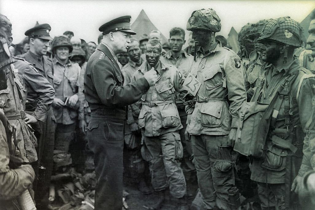 Eisenhower meeting troops