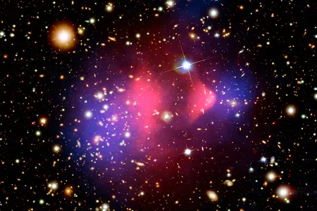 Analysis of the Bullet Cluster, which was formed after two large clusters of galaxies collided, supports the existence of dark matter.