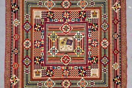 Soldier’s Patchwork with Incredible Border, artist unidentified, India, 1855 (pre-1881) 