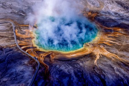 The Grand Prismatic Spring is one of the most indelible hydrothermal features in Yellowstone National Park.