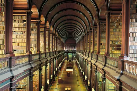 Scaled back so no two books share a page, the library still has 10 to the power of 4,677 books.