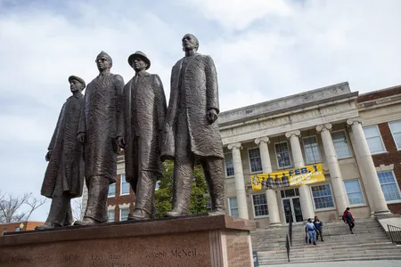 A statue of the four freshmen who led the sit-in at the lunch counter of a Woolworth&rsquo;s department store in Greensboro, North Carolina.&nbsp;