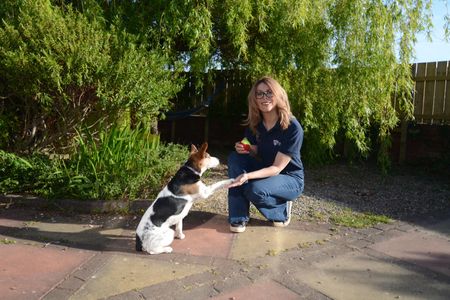 Dr. Lucy Asher and her dog, Martha