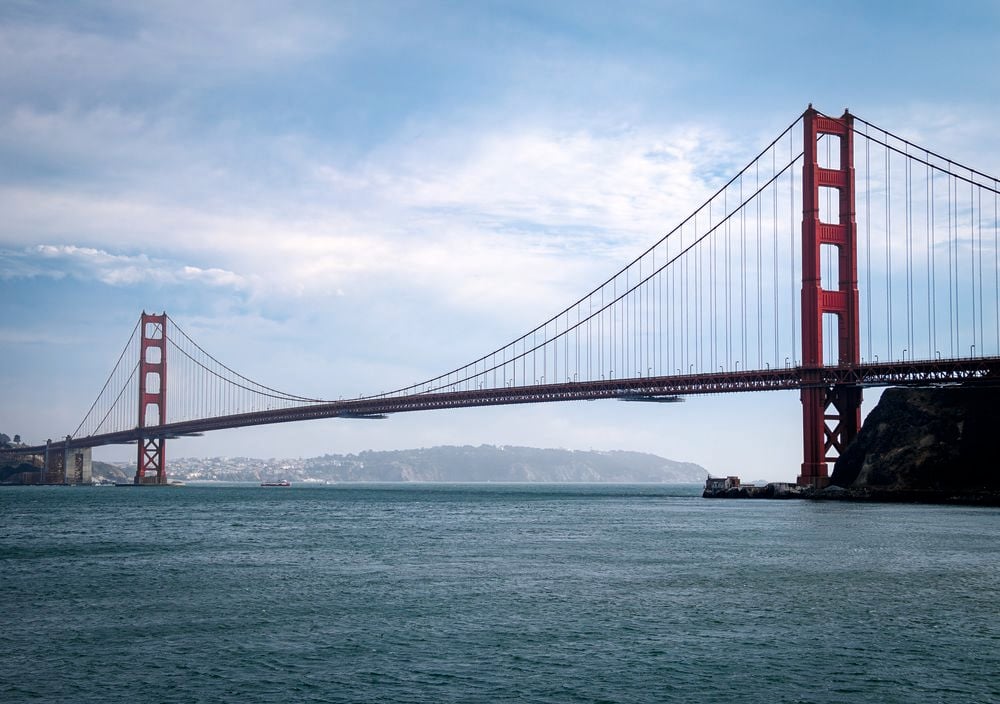 Photo shows the Golden Gate Bridge in San Francisco.