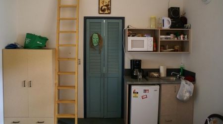 Bedroom + kitchen + bathroom