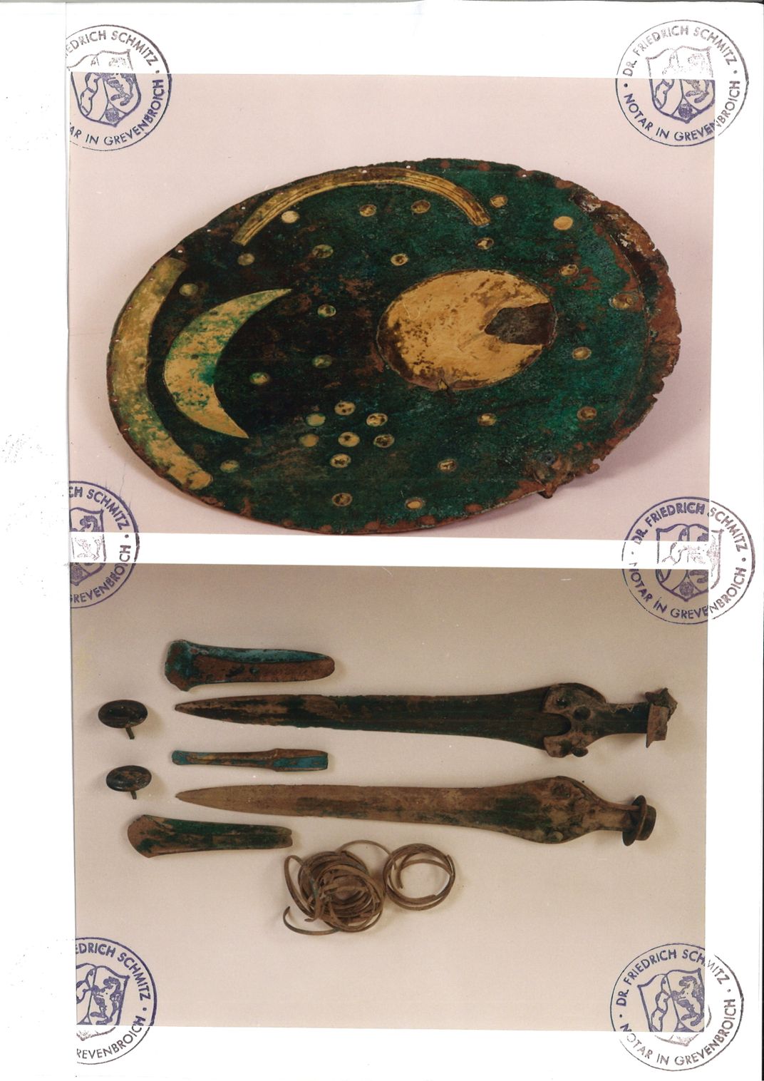 Nebra sky disc and bronze artifacts found alongside it
