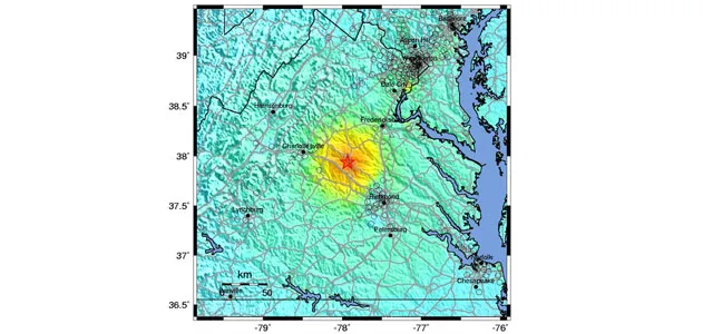 East Coast earthquake epicenter map