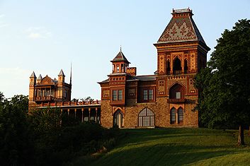 Olana's south facade in the early evening.