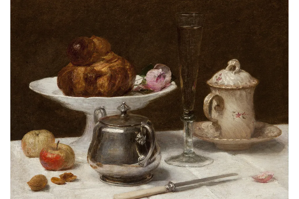 OPENER - In Still Life With Brioche, c. 1890, Victoria Dubourg Fantin-Latour captures the buttery crust of a signature pastry.