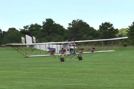 The Ilya Muromets model on final approach at the Long Island Skyhawks Model Club airfield in October 2016. 