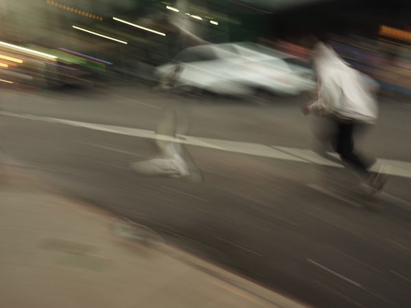 Man Chasing Pigeons near Times Square thumbnail