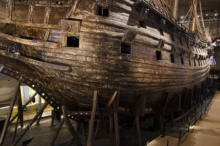 The bow of the&nbsp;Vasa&nbsp;displayed at the Vasa Museum in Stockholm