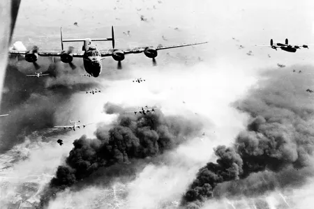 ★ Consolidated B-24 Liberator ★ The big, four-engine B-24 never shared the glory of Boeing’s beautiful B-17, but it worked harder. It could carry a heavier load—8,000 pounds of bombs—over a longer distance—2,850 miles. It is also the most produced U.S. aircraft of the war: 18,000 were built.
