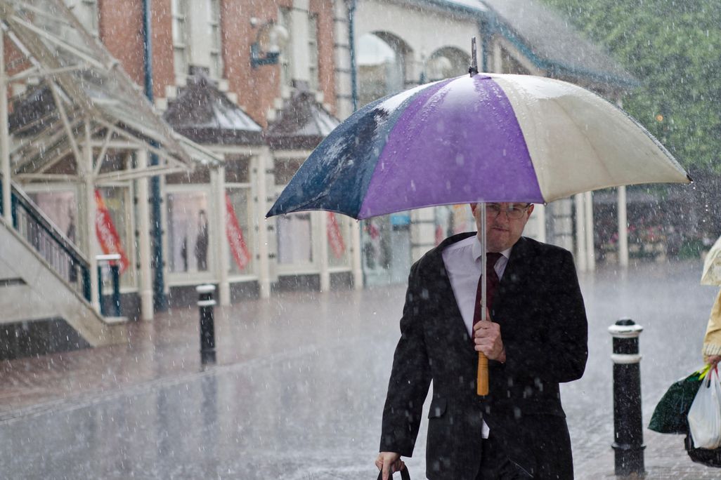 Man with umbrella