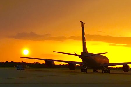 The last KC-135R Stratotanker flown by Brad Mordan as an Air Force pilot sits on the ramp at Andrews Air Force Base, Maryland. 
