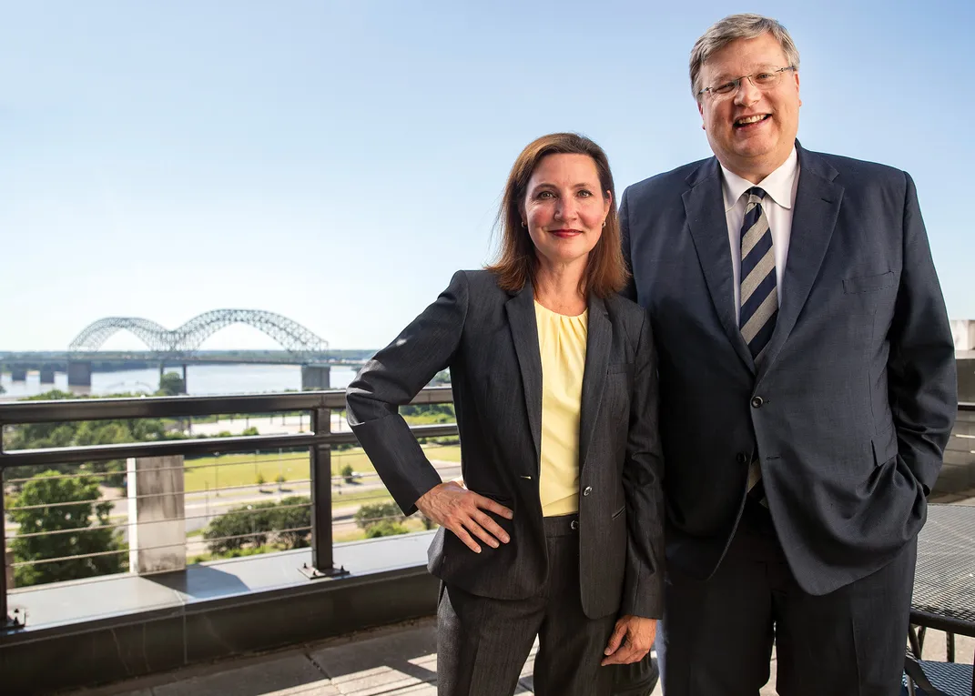 Memphis Public Library director Keenon McCloy and Mayor Jim Strickland